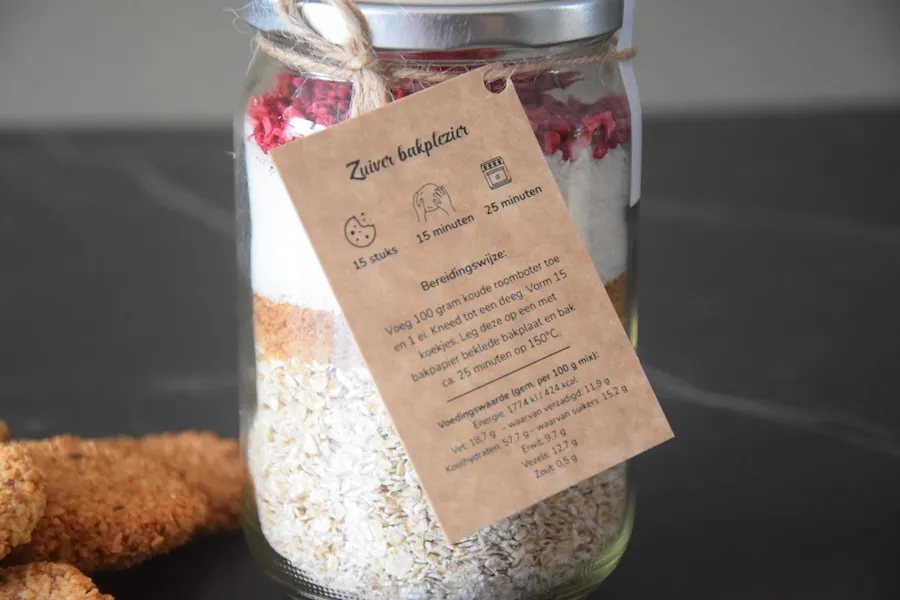 bak zelf gezonde haverkoek met vanille en framboos - label