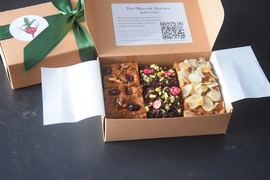 winterbox met gezonde taarten van Taart Natuurlijk
