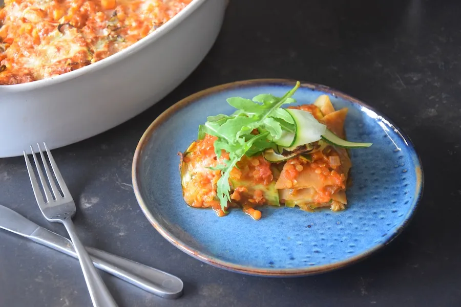 vegetarische groentelasagne met linzen
